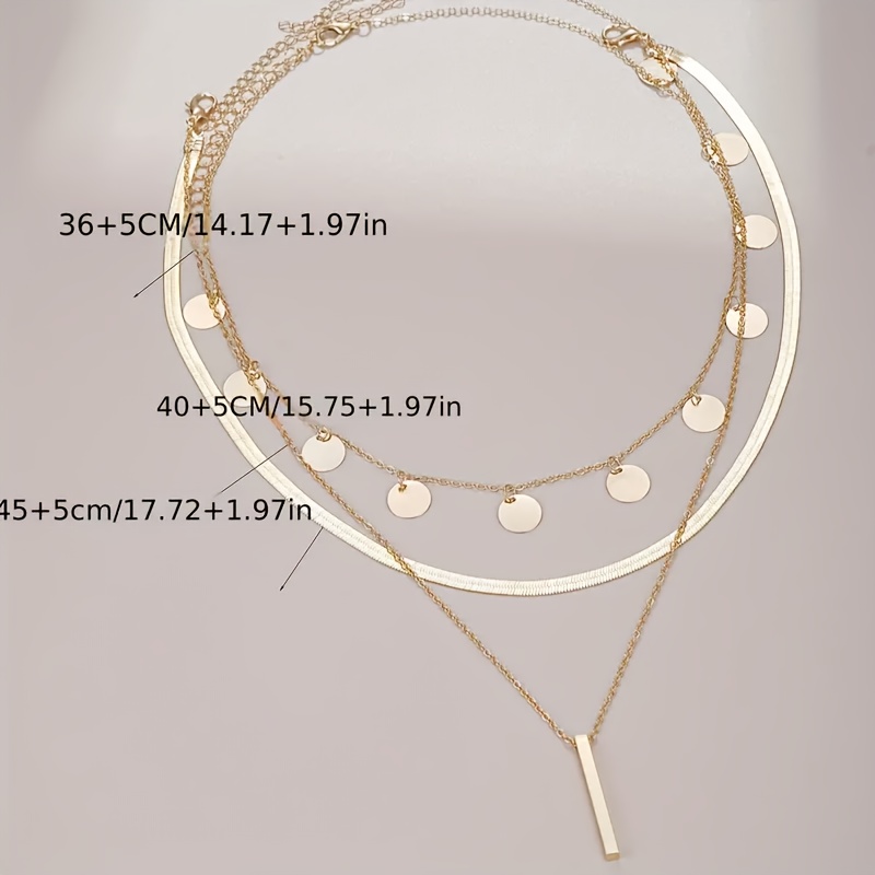 Women's Round Pendant Layered Necklace Set
